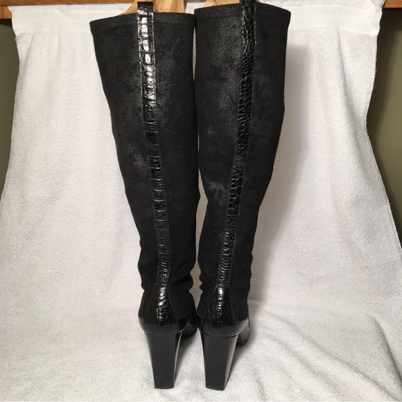 DONALD J. PLINER Boots DISTRESSED SUEDE Black - Sz 8.5 M Made in SPAIN - Picture 6 of 16